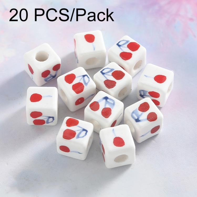 20 pezzi/confezione Perline sfuse in ceramica a foro largo, colore ciliegia, per braccialetti fai da te, Small, Large