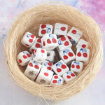 20 pezzi/confezione Perline sfuse in ceramica a foro largo, colore ciliegia, per braccialetti fai da te, Small, Large
