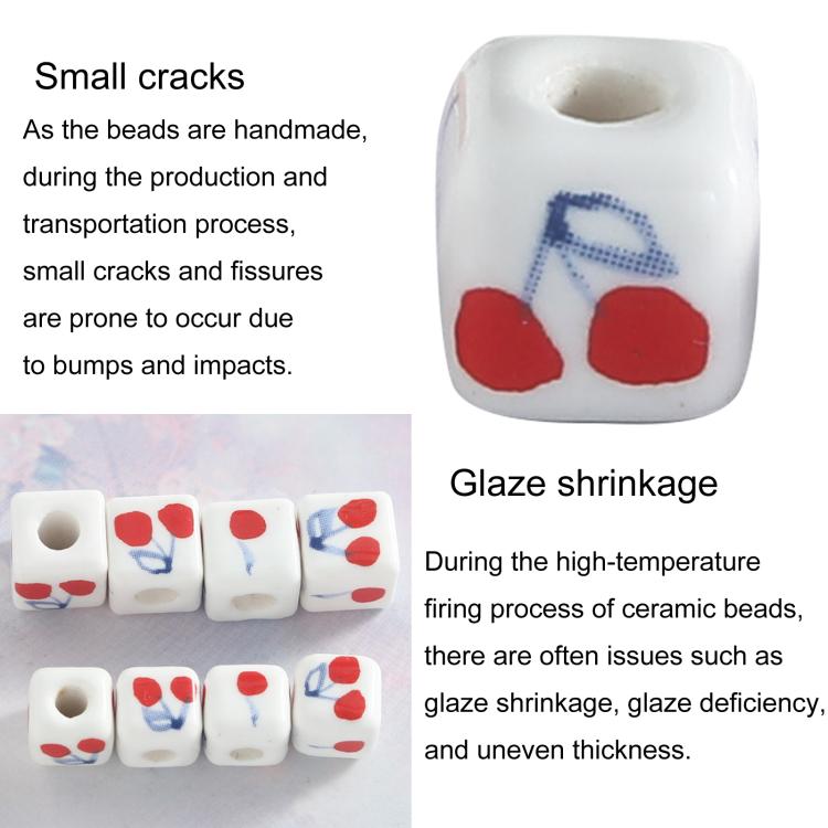 20 pezzi/confezione Perline sfuse in ceramica a foro largo, colore ciliegia, per braccialetti fai da te, Small, Large