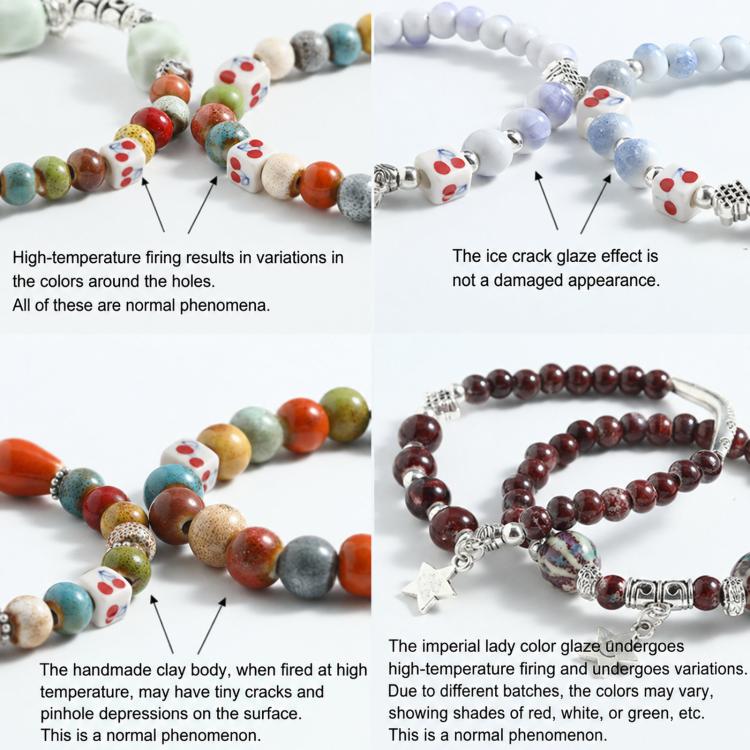 20 pezzi/confezione Perline sfuse in ceramica a foro largo, colore ciliegia, per braccialetti fai da te, Small, Large