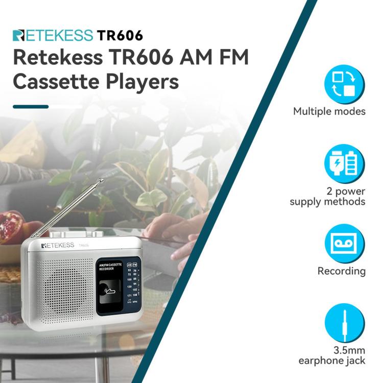 RETEKESS TR606 Lettore di cassette portatile retrò con radio