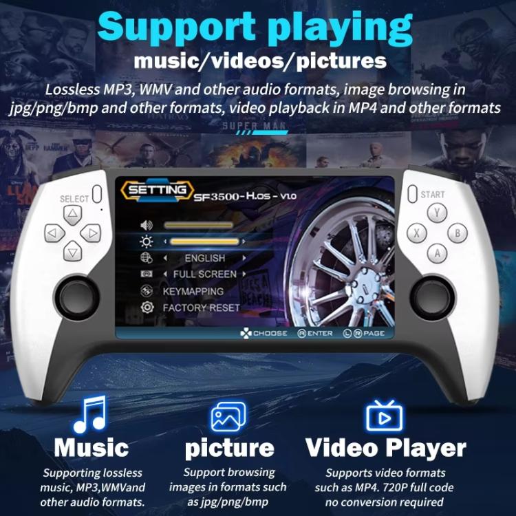 Console di gioco portatile retrò SF3500 con schermo IPS da 5 pollici, uscita HDMI FHD e mappatura dei tasti., SF3500