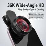 Obiettivo grandangolare HD 36K per smartphone, da agganciare alla fotocamera, ideale per vlogging e live streaming.