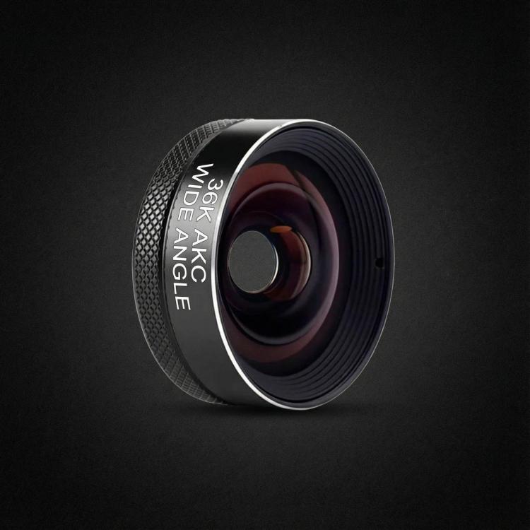 Obiettivo grandangolare HD 36K per smartphone, da agganciare alla fotocamera, ideale per vlogging e live streaming.