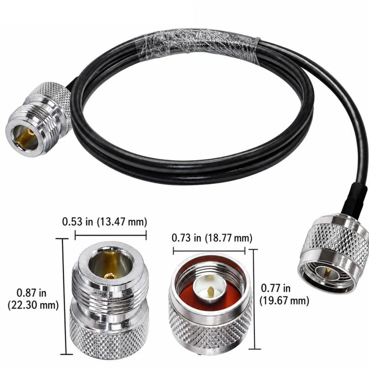 Cavo coassiale RG58 da N maschio a N femmina, 50 Ohm, bassa perdita, prolunga per antenna., 1m, 2m, 5m, 15m, 20m