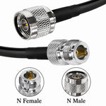 Cavo coassiale RG58 da N maschio a N femmina, 50 Ohm, bassa perdita, prolunga per antenna., 1m, 2m, 5m, 15m, 20m