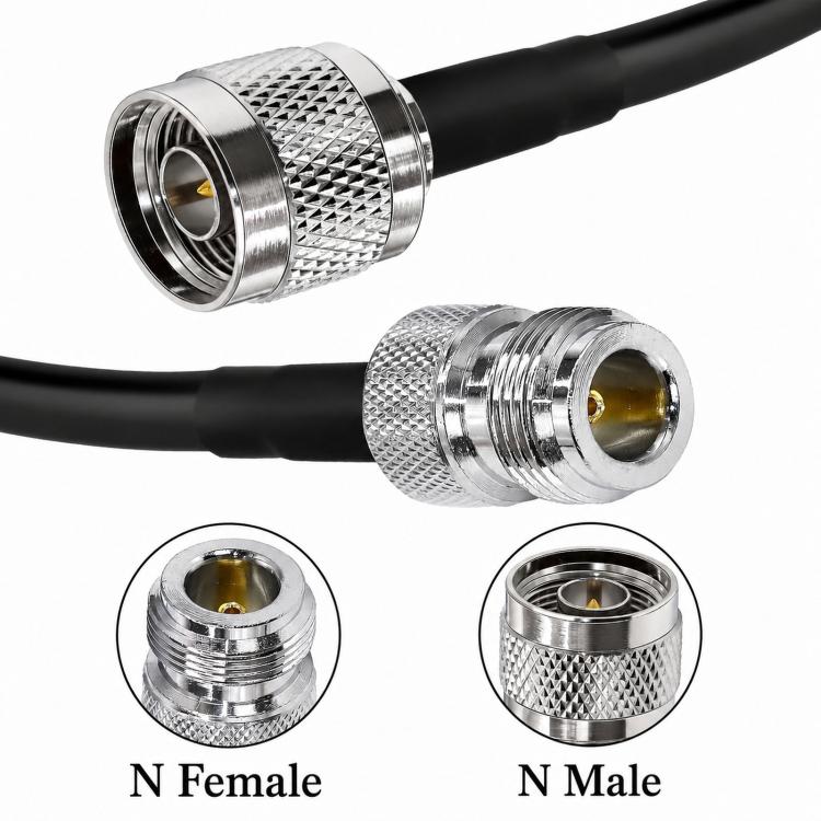 Cavo coassiale RG58 da N maschio a N femmina, 50 Ohm, bassa perdita, prolunga per antenna., 1m, 2m, 5m, 15m, 20m