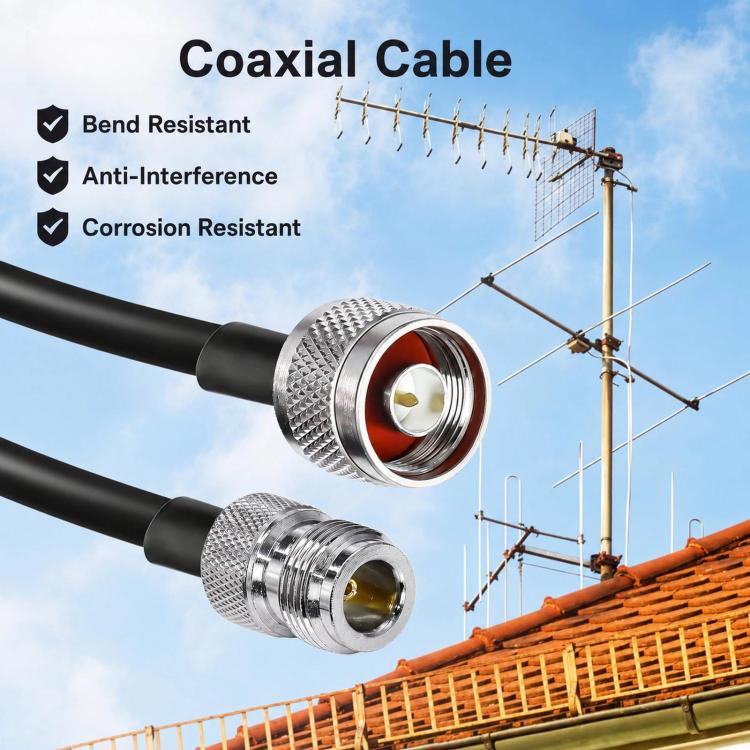 Cavo coassiale RG58 da N maschio a N femmina, 50 Ohm, bassa perdita, prolunga per antenna., 1m, 2m, 5m, 15m, 20m