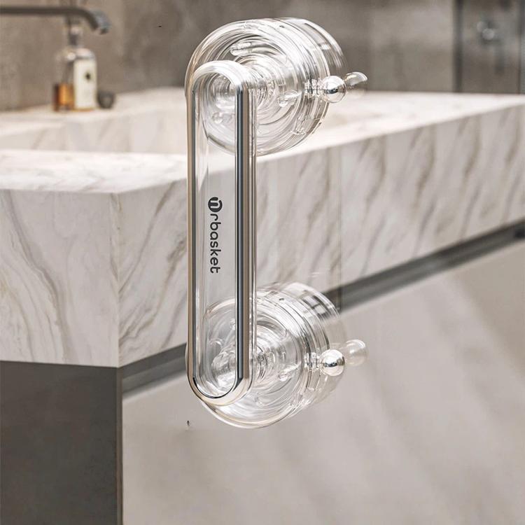 Maniglia per porta a ventosa, rimovibile senza foratura, pomello per porta in vetro, barra scorrevole per porta, Small Clear, Small Clear Grey, Large Clear, Large Clear Grey