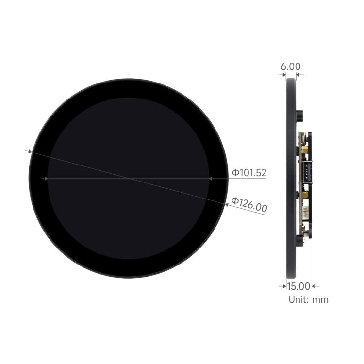 Scheda di sviluppo Waveshare 31522 ESP32-P4 con display touch rotondo da 4 pollici e risoluzione 720 × 720., 31522