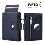 Porta carte di credito a scomparsa con cerniera e protezione RFID per AirTag di seconda generazione / AirTag di prima generazione.