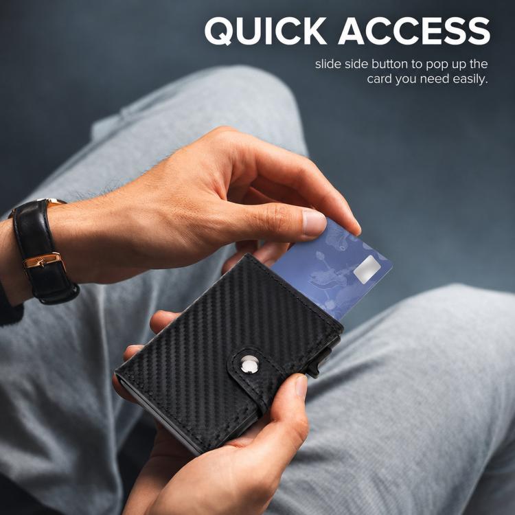 Porta carte di credito a scomparsa con cerniera e protezione RFID per AirTag di seconda generazione / AirTag di prima generazione.