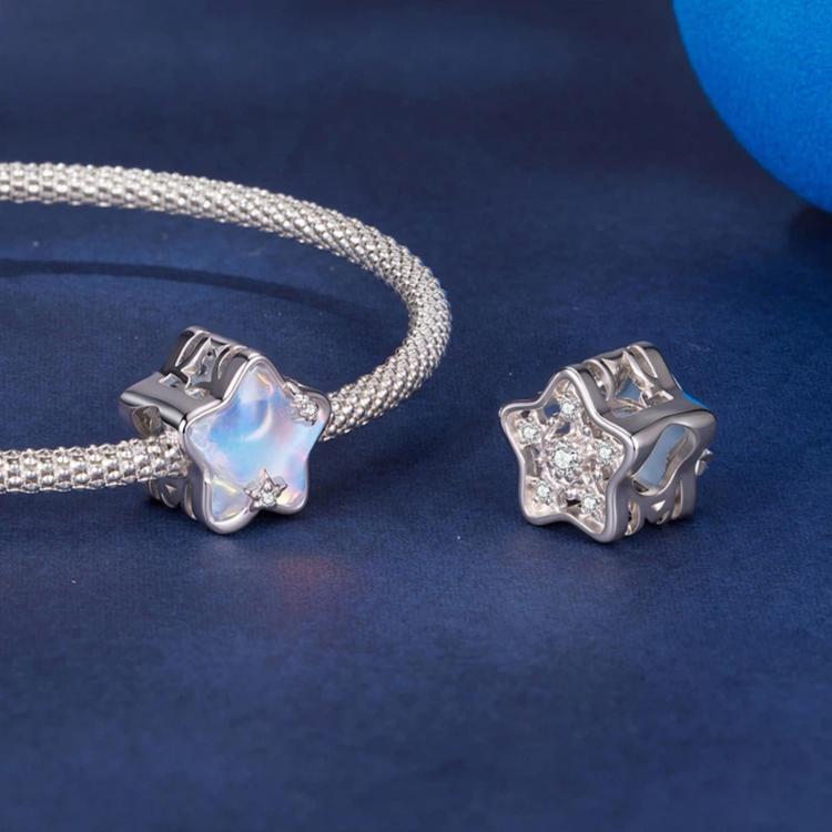 Gioielli fai da te romantici in rame placcato oro bianco con perline effetto meteora., YIC150