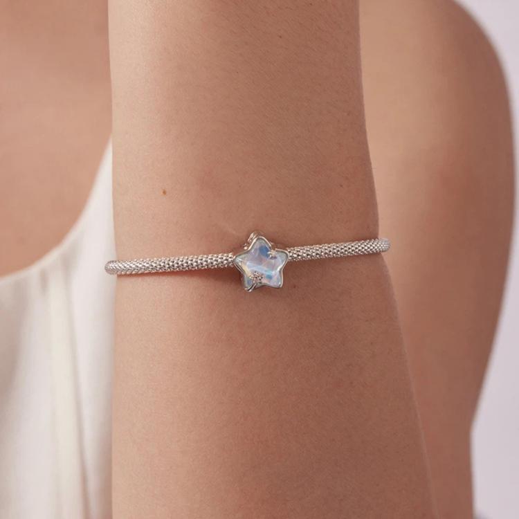Gioielli fai da te romantici in rame placcato oro bianco con perline effetto meteora., YIC150