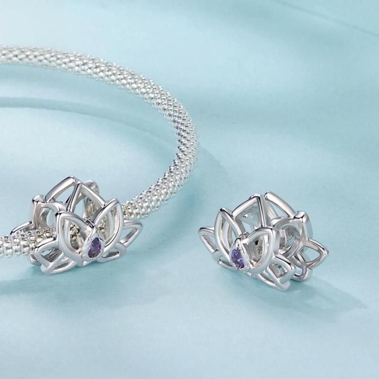 Braccialetto fai da te con perline a forma di pianta di loto e accessori in rame placcato oro bianco., YIC157