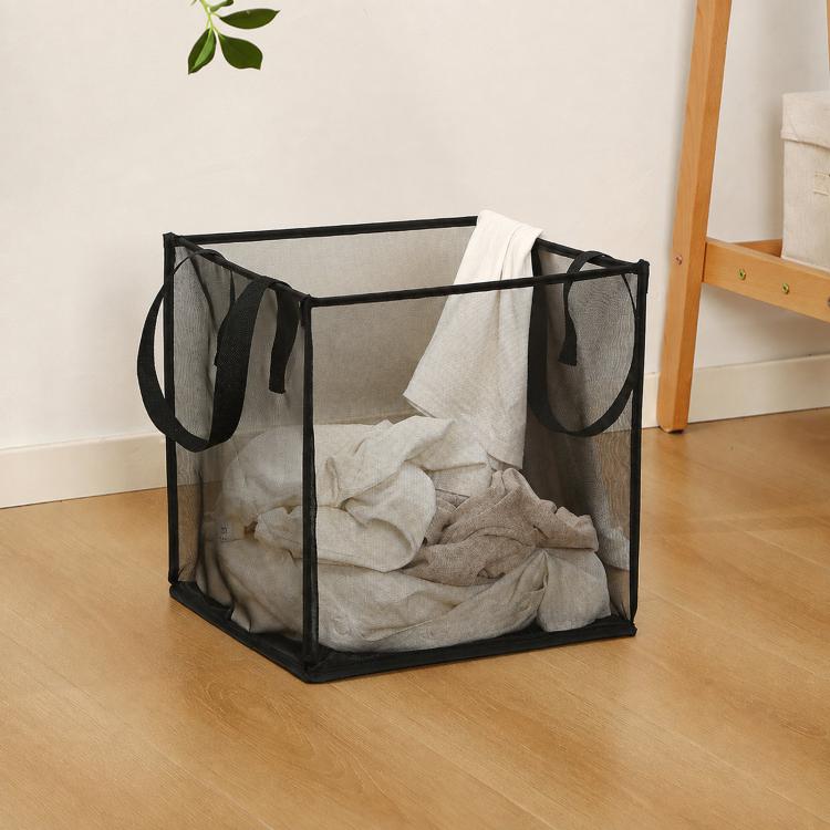 Cesto portabiancheria pieghevole in rete, portatile e con manici., Single Layer Black, Single Layer White, Single Layer Gray, Double Layer Black, Double Layer White