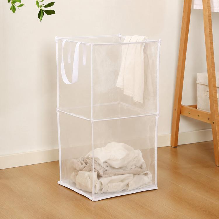 Cesto portabiancheria pieghevole in rete, portatile e con manici., Single Layer Black, Single Layer White, Single Layer Gray, Double Layer Black, Double Layer White