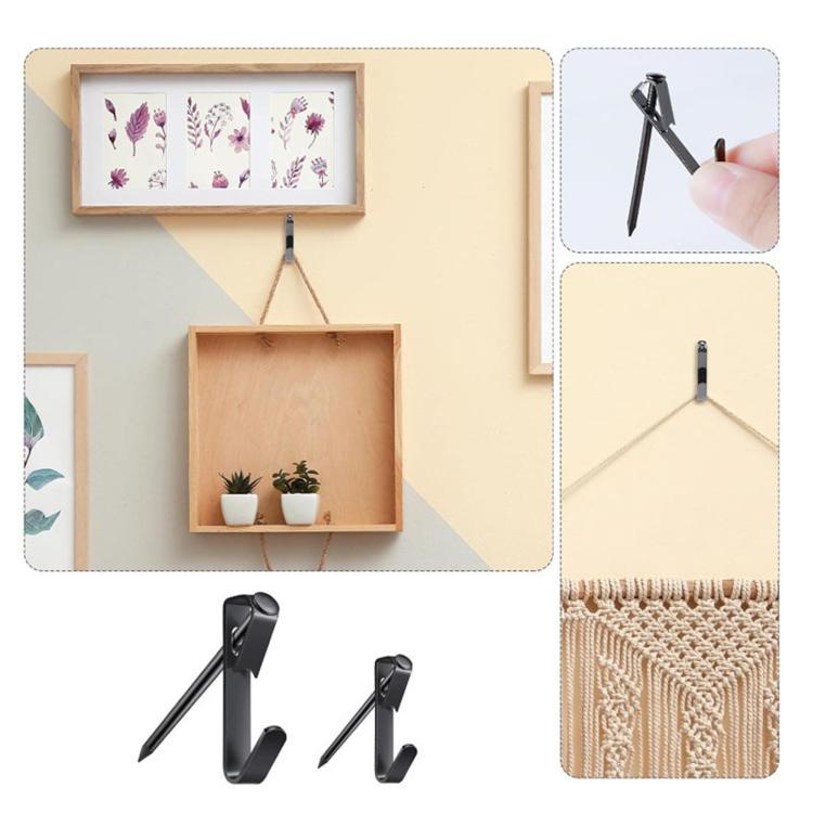 Set di ganci per appendere cornici e chiavi con chiodi, Black