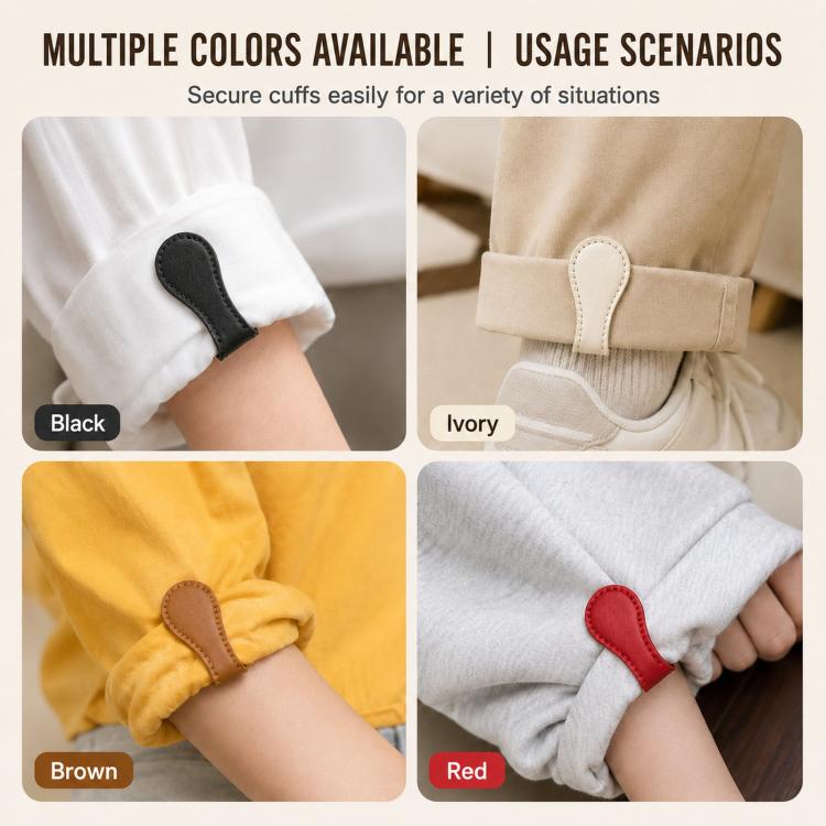 1 paio di clip magnetiche per orlo dei pantaloni, senza cuciture, ferma-maniche in pelle, ferma-polsini, accessorio per evitare che i pantaloni si trascinino, per camicie, jeans e pantaloni.