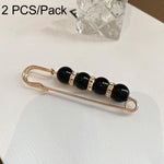 Confezione da 2 spille di sicurezza con perle, clip stringivita regolabili senza cuciture per pantaloni, spille riduttrici., 5.5cm Black, 5.5cm White, 7.5cm Black, 7.5cm White