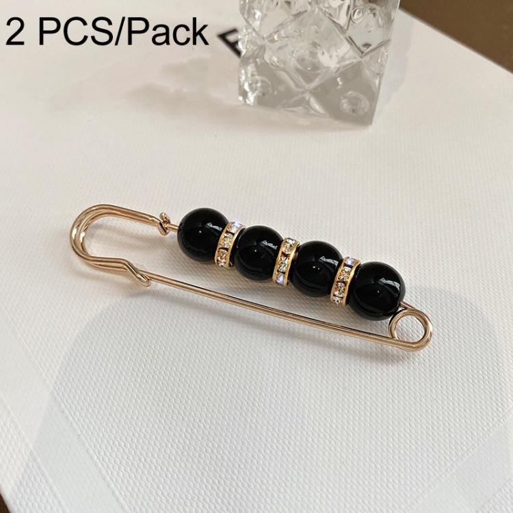 Confezione da 2 spille di sicurezza con perle, clip stringivita regolabili senza cuciture per pantaloni, spille riduttrici., 5.5cm Black, 5.5cm White, 7.5cm Black, 7.5cm White