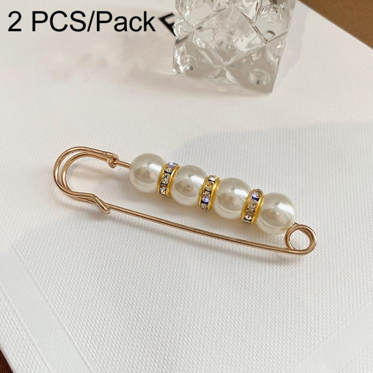 Confezione da 2 spille di sicurezza con perle, clip stringivita regolabili senza cuciture per pantaloni, spille riduttrici., 5.5cm Black, 5.5cm White, 7.5cm Black, 7.5cm White