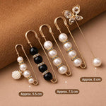 Confezione da 2 spille di sicurezza con perle, clip stringivita regolabili senza cuciture per pantaloni, spille riduttrici., 5.5cm Black, 5.5cm White, 7.5cm Black, 7.5cm White