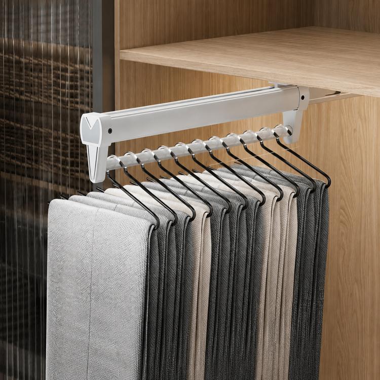 Asta appendiabiti estraibile, montaggio superiore, estensibile per pantaloni e sciarpe, 26cm Standard Black, 31cm Standard Black, 36cm Standard Black, 41cm Standard Black, 46cm Standard Black, 51cm Standard Black, 56cm Standard Black, 26cm Standard Whi...