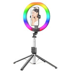 Asta per selfie da pavimento da 2,3 m con luce di riempimento per streaming live per cellulare, 3-Color Stainless Steel Tube, RGB Stainless Steel Tube, 3-Color Aluminum Alloy Tube, RGB Aluminum Alloy Tube