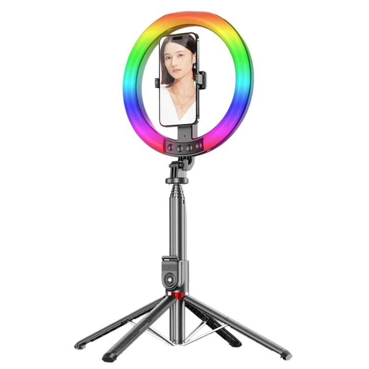 Asta per selfie da pavimento da 2,3 m con luce di riempimento per streaming live per cellulare, 3-Color Stainless Steel Tube, RGB Stainless Steel Tube, 3-Color Aluminum Alloy Tube, RGB Aluminum Alloy Tube