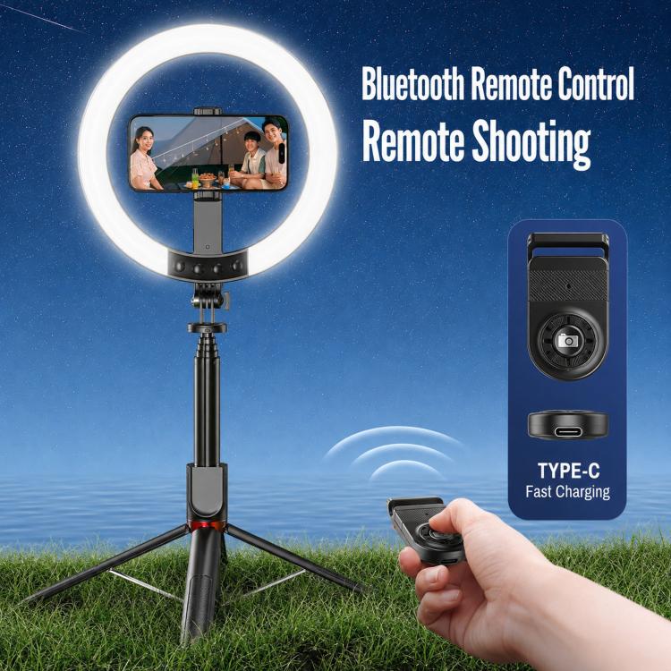 Asta per selfie da pavimento da 2,3 m con luce di riempimento per streaming live per cellulare, 3-Color Stainless Steel Tube, RGB Stainless Steel Tube, 3-Color Aluminum Alloy Tube, RGB Aluminum Alloy Tube