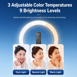 Asta per selfie da pavimento da 2,3 m con luce di riempimento per streaming live per cellulare, 3-Color Stainless Steel Tube, RGB Stainless Steel Tube, 3-Color Aluminum Alloy Tube, RGB Aluminum Alloy Tube