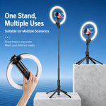 Asta per selfie da pavimento da 2,3 m con luce di riempimento per streaming live per cellulare, 3-Color Stainless Steel Tube, RGB Stainless Steel Tube, 3-Color Aluminum Alloy Tube, RGB Aluminum Alloy Tube