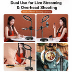Supporto per luce di riempimento sollevabile per live streaming mobile, staffa girevole per riprese dall'alto., 16cm, 26cm