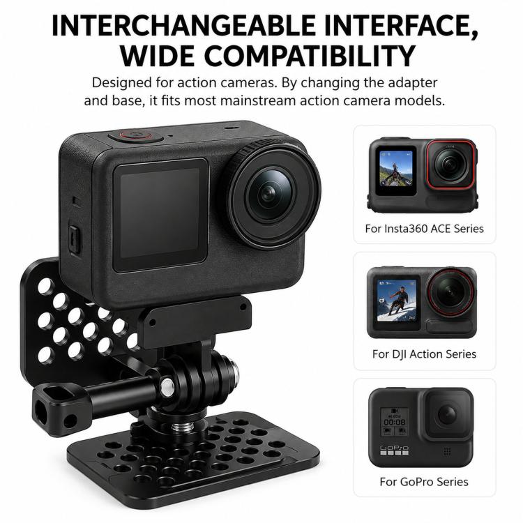 Staffa di montaggio in lega di alluminio per prese d'aria auto, compatibile con DJI, Insta360, GoPro e altre action camera.
