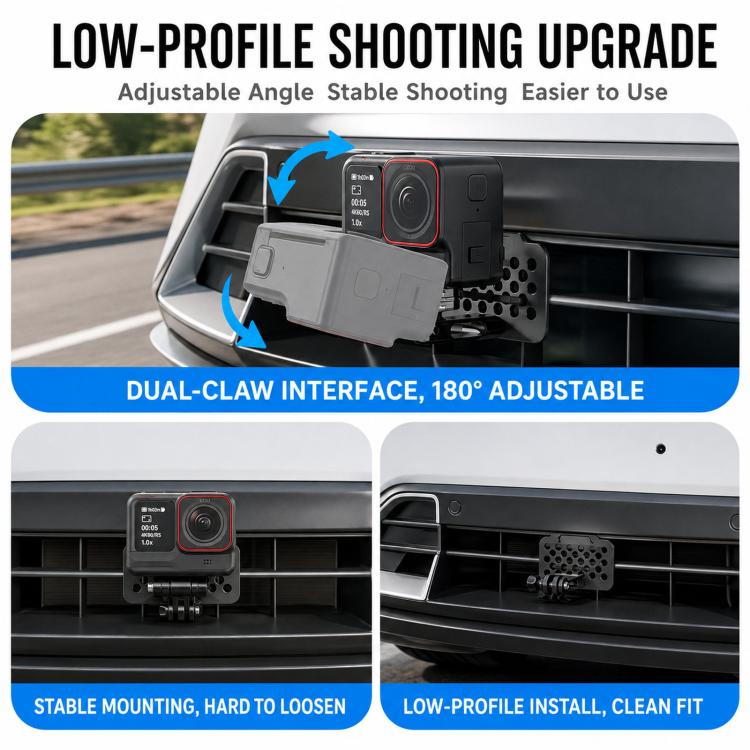 Staffa di montaggio in lega di alluminio per prese d'aria auto, compatibile con DJI, Insta360, GoPro e altre action camera.