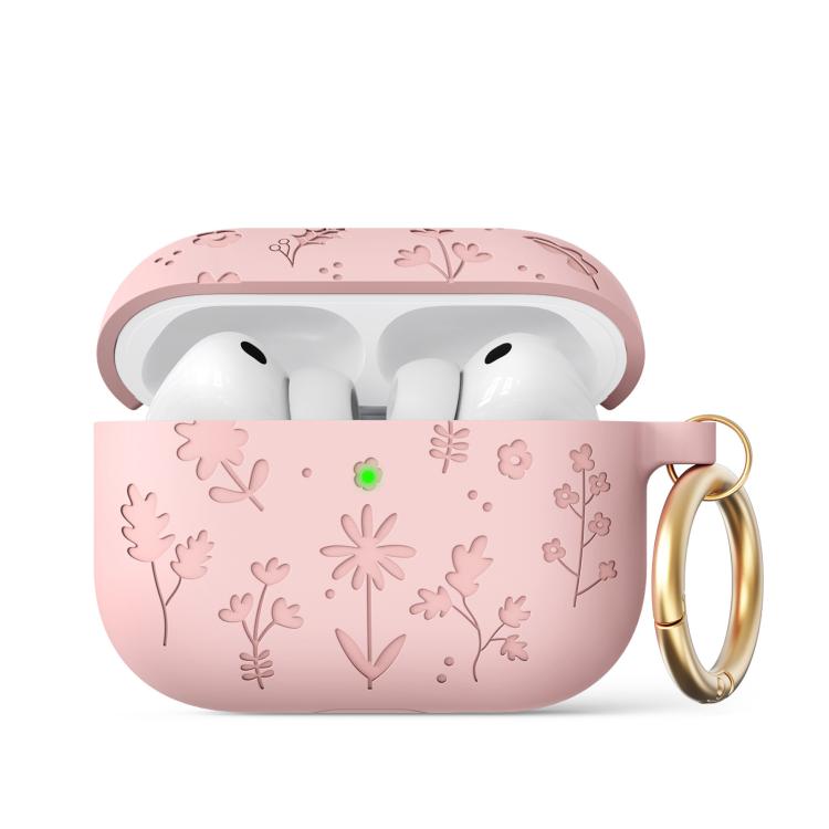 Custodia in silicone con incisione floreale AhaStyle WG186 per AirPods Pro 3