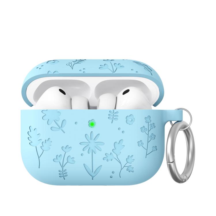 Custodia in silicone con incisione floreale AhaStyle WG186 per AirPods Pro 3