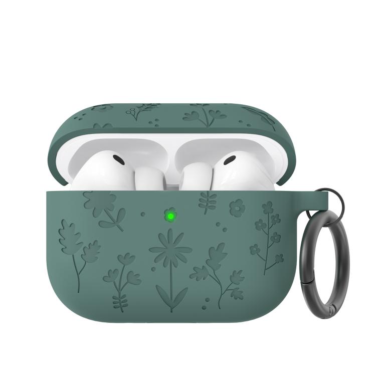 Custodia in silicone con incisione floreale AhaStyle WG186 per AirPods Pro 3