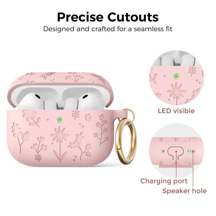 Custodia in silicone con incisione floreale AhaStyle WG186 per AirPods Pro 3