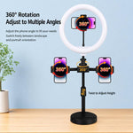 Supporto da tavolo triplo portatile per live streaming con luce ad anello, Triple-Mount Bracket