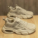 Sneakers casual da uomo imbottite e traspiranti, Kahki, Black, Beige