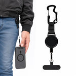 Portabadge retrattile resistente con linguetta per laccetto da telefono e gancio apribottiglie tipo D, 53723