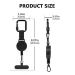 Portachiavi retrattile resistente con linguetta per laccetto da telefono e moschettone quadrato con chiusura di sicurezza., 67830
