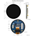 Modulo display LCD touch da 1,85 pollici, risoluzione 360 x 360, 262.000 colori, comunicazione QSPI e I2C, chip driver display ST77916 e chip di controllo touch CST816S integrati., 35079