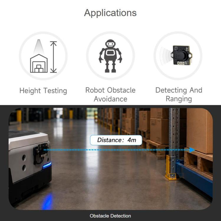 Sensore di distanza laser WAVESHARE MINI, basato su tecnologia Time-of-Flight, con controller e algoritmo di misurazione della distanza integrati e supporto per la comunicazione UART., 35107