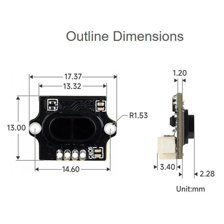Sensore di distanza laser WAVESHARE MINI, basato su tecnologia Time-of-Flight, con controller e algoritmo di misurazione della distanza integrati e supporto per la comunicazione UART., 35107