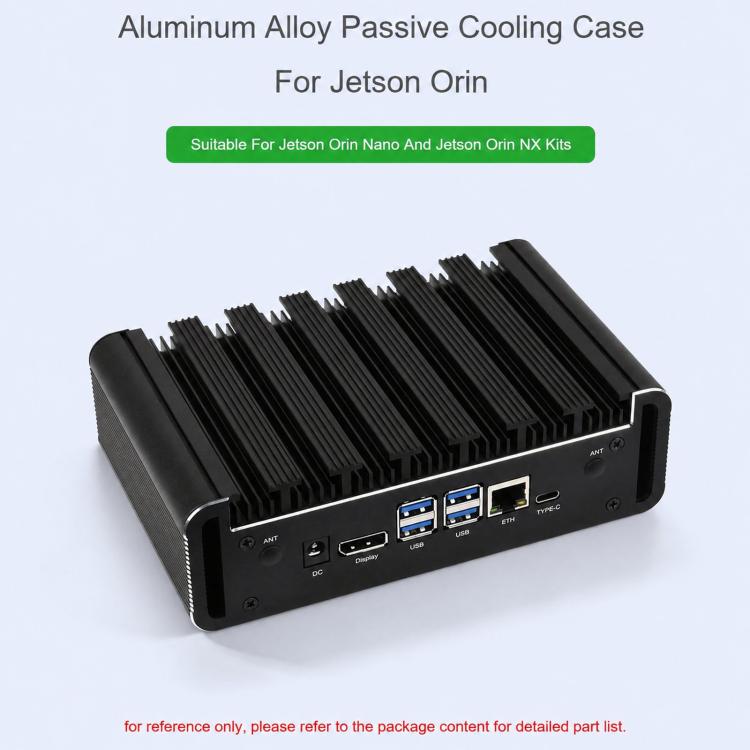 WAVESHARE Case di raffreddamento passivo in lega di alluminio per Jetson Orin Nano / NX con pulsante di accensione integrato e indicatore., 34964