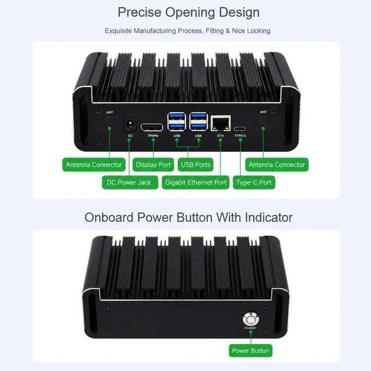 WAVESHARE Case di raffreddamento passivo in lega di alluminio per Jetson Orin Nano / NX con pulsante di accensione integrato e indicatore., 34964