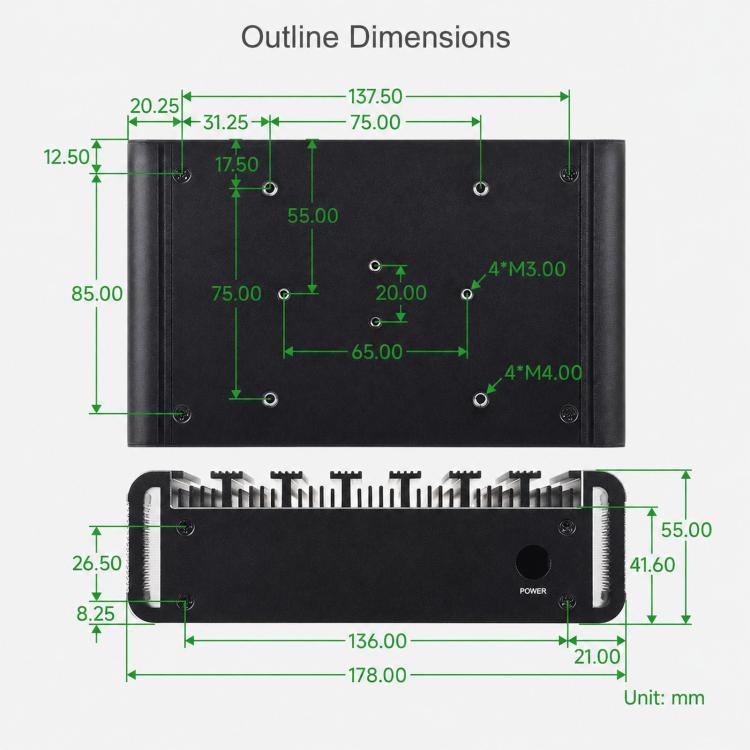 WAVESHARE Case di raffreddamento passivo in lega di alluminio per Jetson Orin Nano / NX con pulsante di accensione integrato e indicatore., 34964